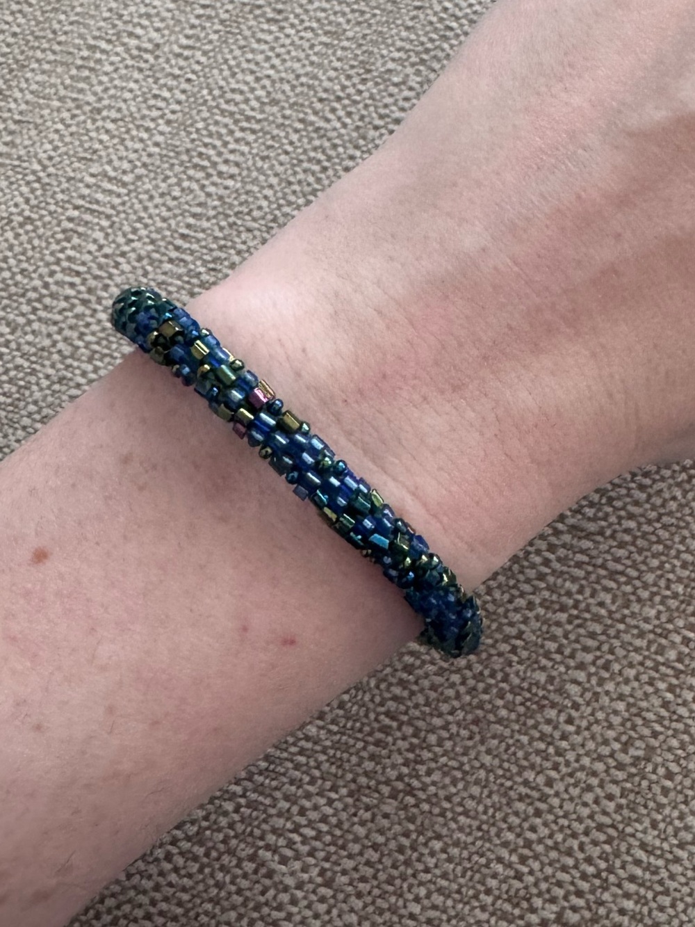 Beaded Navy Blue and Green Bracelet